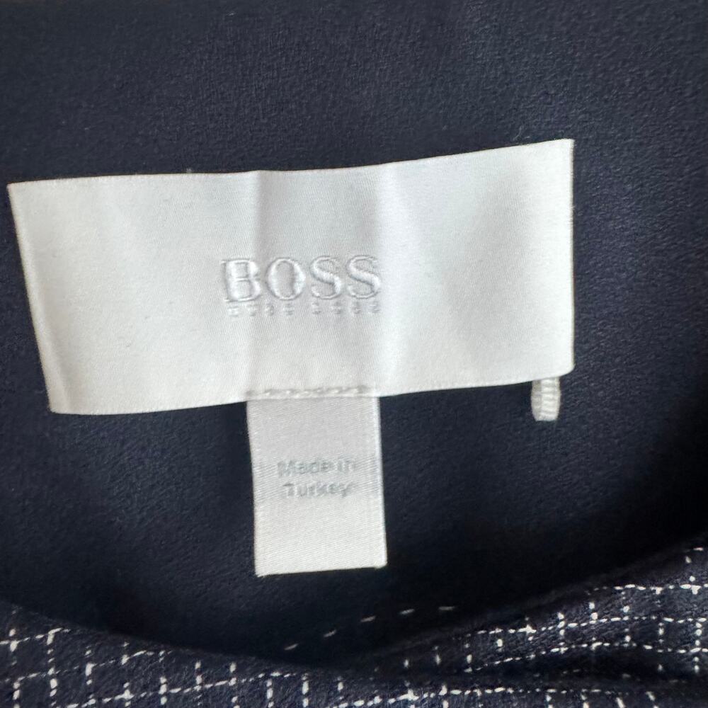 Boss by Hugo Boss Jutali Contrast-Lapel Overlap Wool Blazer Navy Blue White Sz 6 - Picture 3 of 7